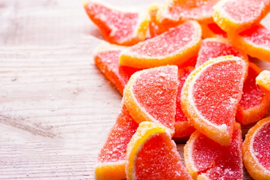 Healthy food, background. an Orange shape marmalade