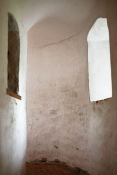 Castle white hall interior with window