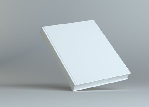 Blank empty book on grey studio background. Empty place for your content. 3D Illustration