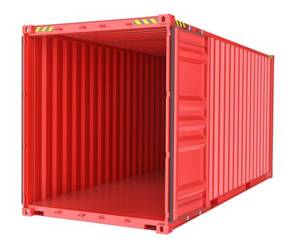 Open shipping container, cargo. Isolated on White background. 3d rendering