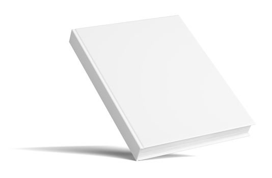 Blank Book With Shadows. Isolated On White Background. Mock Up Template. 3D Illustration