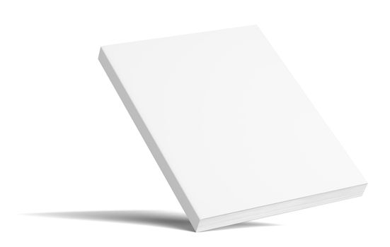 Blank Book With Shadows. Isolated On White Background. Mock Up Template. 3D Illustration