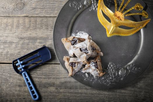 Jewish Pastry Hamantaschen on a table for Purim Holiday.