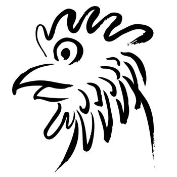 freehand sketch illustration of Head of chicken, doodle hand drawn 