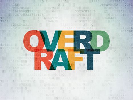 Business concept: Painted multicolor text Overdraft on Digital Data Paper background