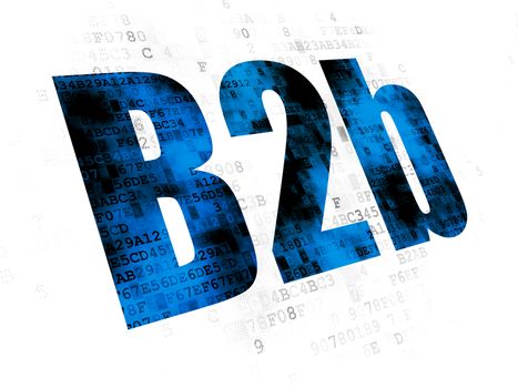 Business concept: Pixelated blue text B2b on Digital background
