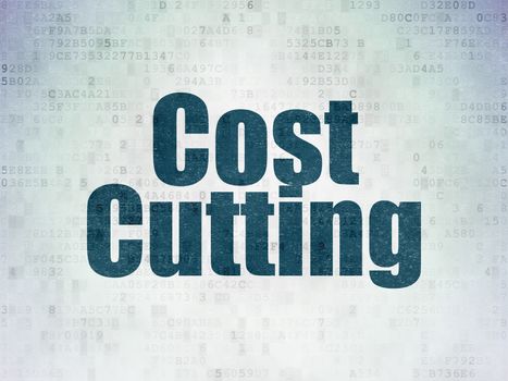 Finance concept: Painted blue word Cost Cutting on Digital Data Paper background