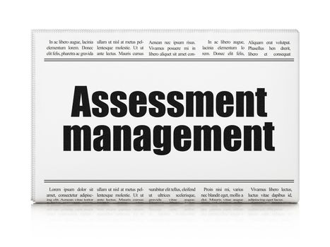 Business concept: newspaper headline Assessment Management on White background, 3D rendering