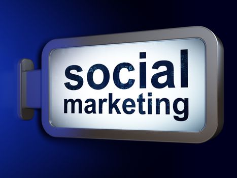 Marketing concept: Social Marketing on advertising billboard background, 3D rendering