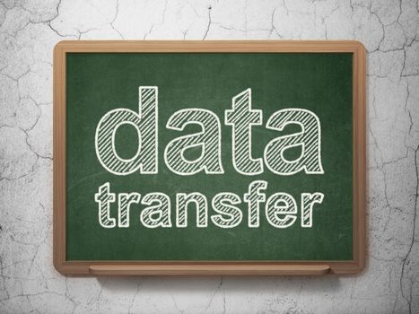 Data concept: text Data Transfer on Green chalkboard on grunge wall background, 3D rendering