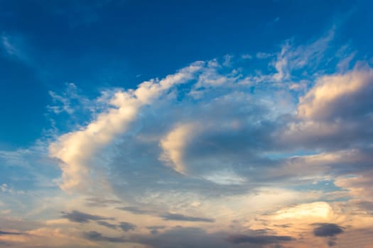 Sunset with partly cloudy sky. Dramatic sky