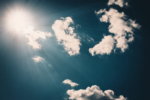 Abstract background, blue sky with clouds close-up