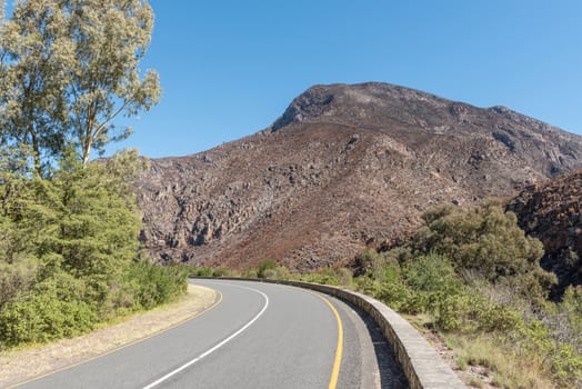 Burnt mountain side in the Tradouw Pass between Barrydale and Swellendam in the Western Cape Province