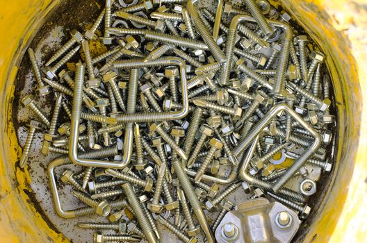Closeup of nuts and screws