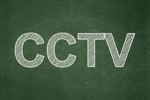 Safety concept: text CCTV on Green chalkboard background