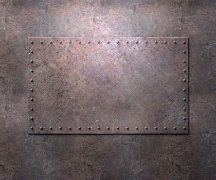 Metal texture with plates and rivets background 3d illustration