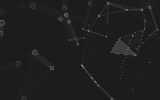 Abstract polygonal space low poly dark background with connecting dots and lines. Connection structure. 3d rendering