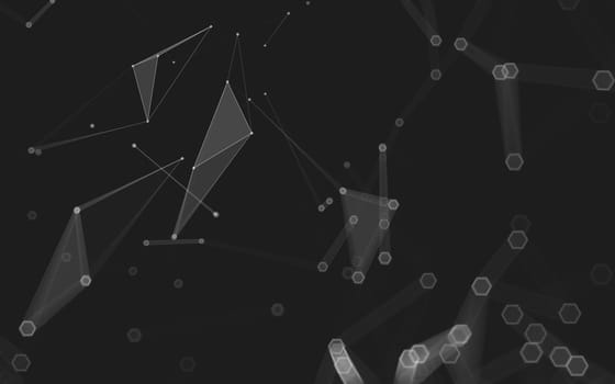 Abstract polygonal space low poly dark background with connecting dots and lines. Connection structure. 3d rendering