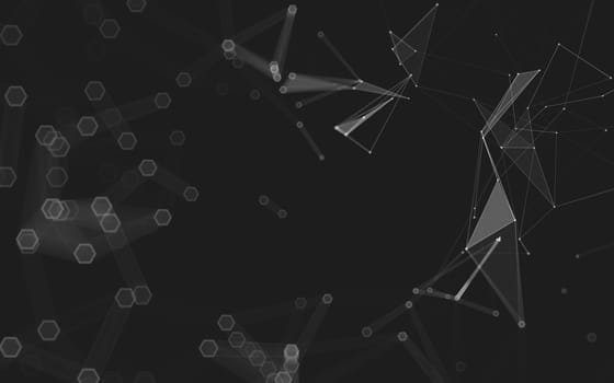 Abstract polygonal space low poly dark background with connecting dots and lines. Connection structure. 3d rendering