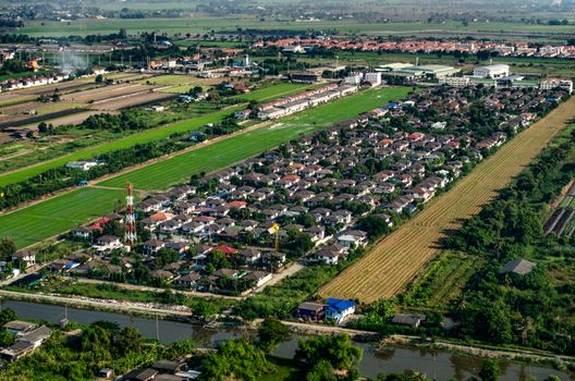 Housing and land development aerial photography in Asia