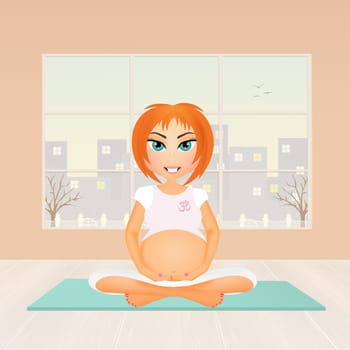 illustration of a pregnant woman doing yoga