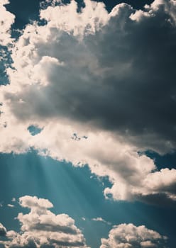 Abstract background, blue sky with clouds close-up