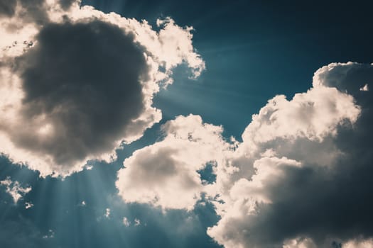 Abstract background, blue sky with clouds close-up