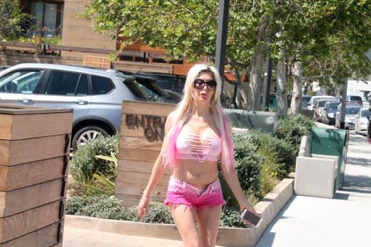 Frenchy Morgan the "Ce;ebrity Big Brother" Star is seen wearing a risque outfit having lunch at Nobu, Malibu, CA 05-02-17