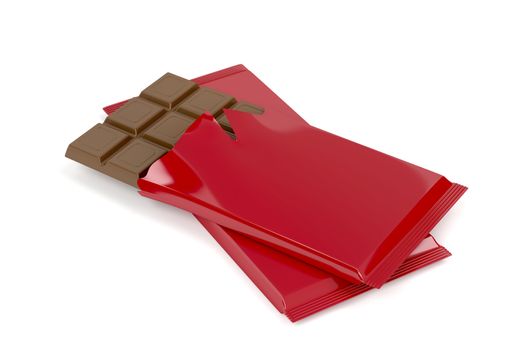 Chocolate bars on white background 