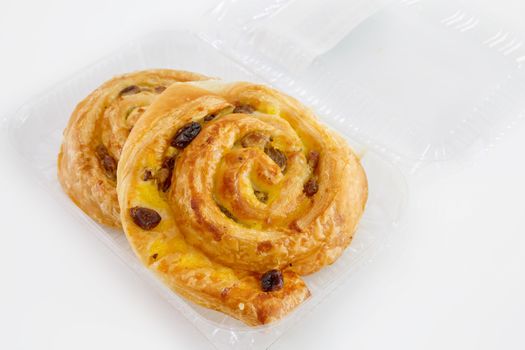 Closeup on industrial grape bread with packaging