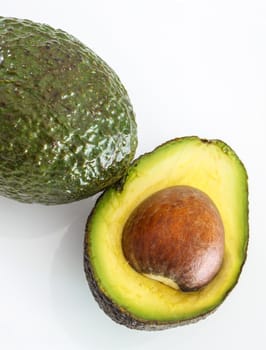 Fresh avocado on white background. Selective focus