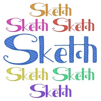 Sketch hand drawn phrase. Ink illustration. Modern brush calligraphy. Colored 7 options on white background. Freehand drawn.