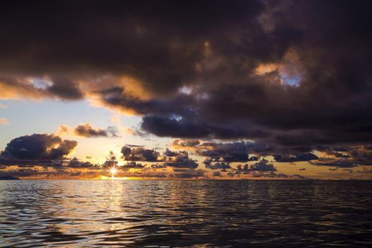 Beautiful sunset in Praslin, Seychelles