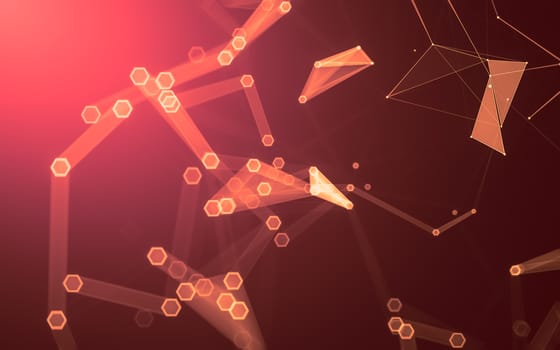 Abstract polygonal space low poly dark background with connecting dots and lines. Connection structure. 3d rendering