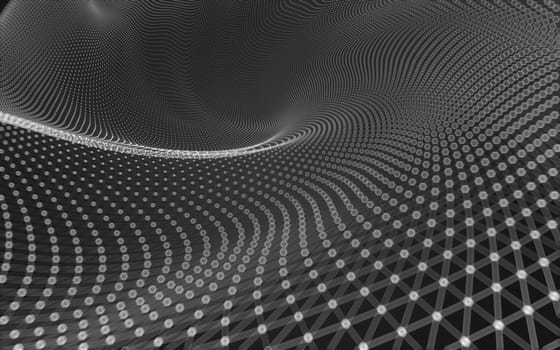 Abstract polygonal space low poly dark background with connecting dots and lines. Connection structure. 3d rendering