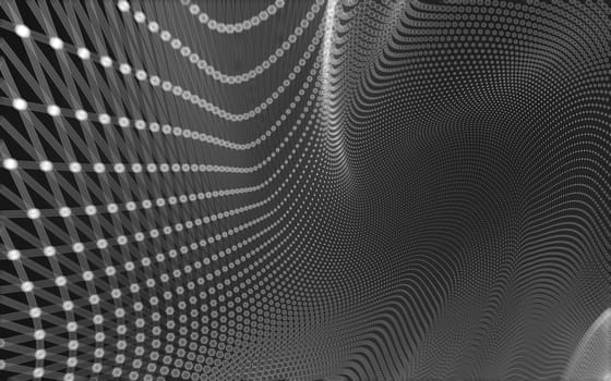 Abstract polygonal space low poly dark background with connecting dots and lines. Connection structure. 3d rendering