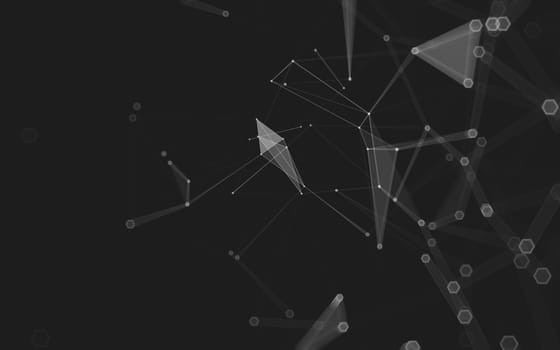 Abstract polygonal space low poly dark background with connecting dots and lines. Connection structure. 3d rendering