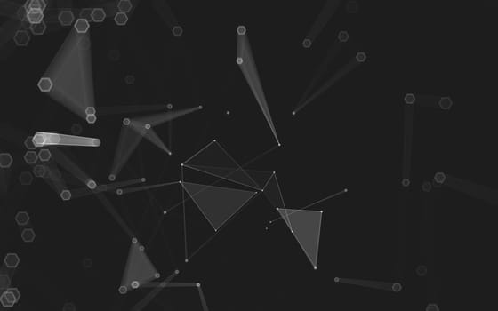 Abstract polygonal space low poly dark background with connecting dots and lines. Connection structure. 3d rendering