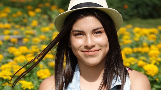 Smiling Teen Girl In Meadow