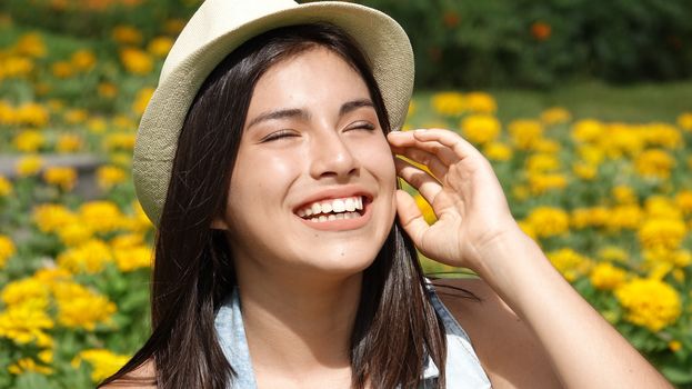 Happy Teen In Meadow