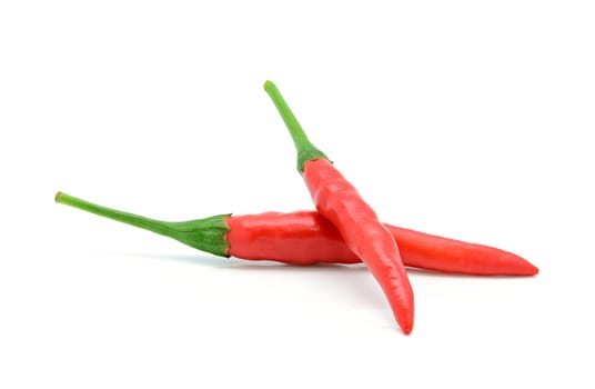 Closeup of red chilli pepper on a white background