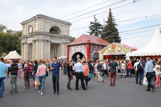 Chisinau, Republic of Moldova - October 1, 2016: Celebration of National Wine Day at the Great National Assembly Square of the Moldovan capital