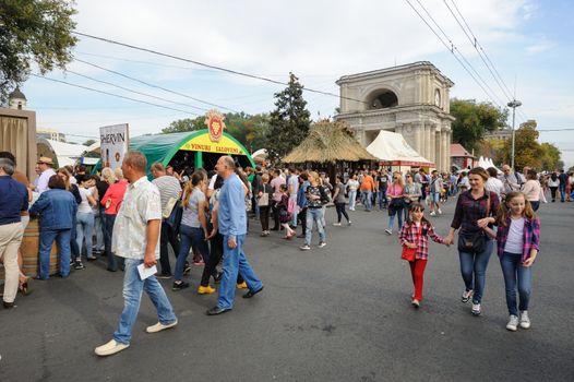 Chisinau, Republic of Moldova - October 1, 2016: Celebration of National Wine Day at the Great National Assembly Square of the Moldovan capital