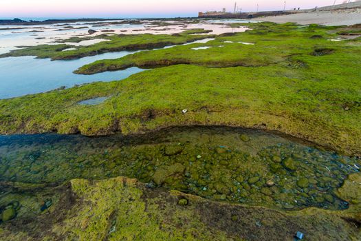 Landscape of the beach of La Caleta on  the province of Cadiz on Spain, about to dawn