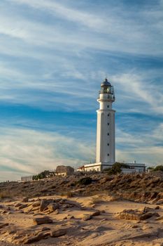 Wonderful lighthouse known as Trafalgar's lighthouse at the province of Cádiz