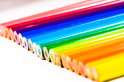 Composition of pencils of wood in a variety of colors