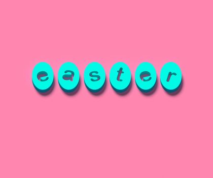 COLOR PHOTO OF 3D WORDS OF 'EASTER' ON PLAIN BACKGROUND