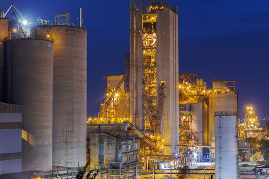 Hong Kong Cement plant at night