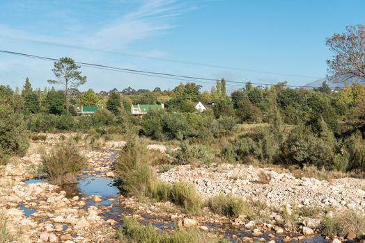 A view of Greyton and the Gobos River. Greyton is a small town in the Western Cape Province of South Africa
