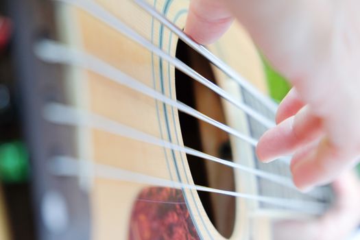 close up of playing guitar background